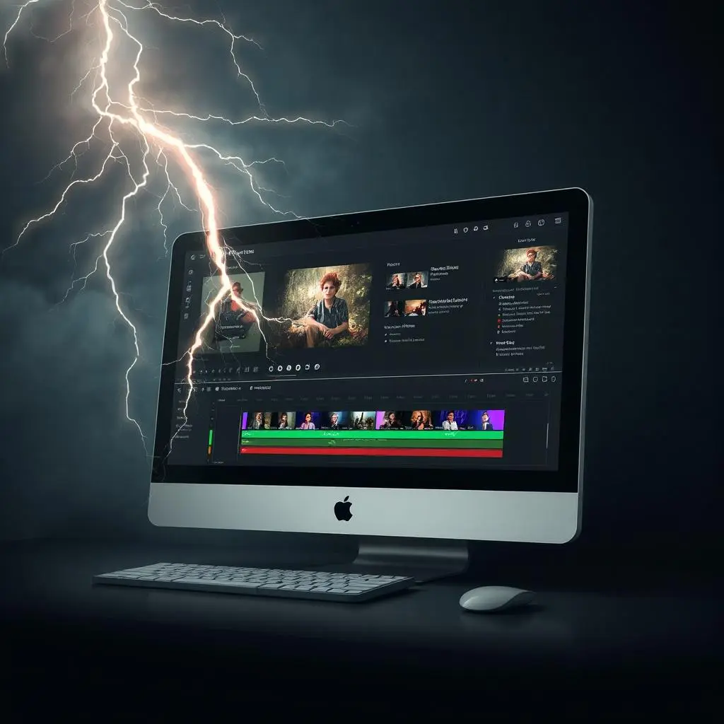capa de um computador editando videos em um cenário de edição