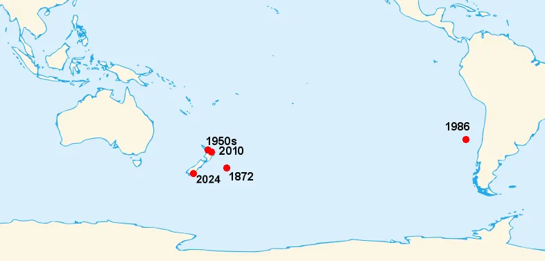 Os anos em que a baleia foi encontrada