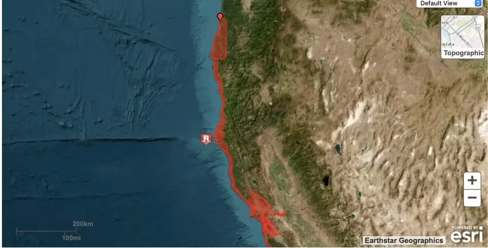 área afetada california